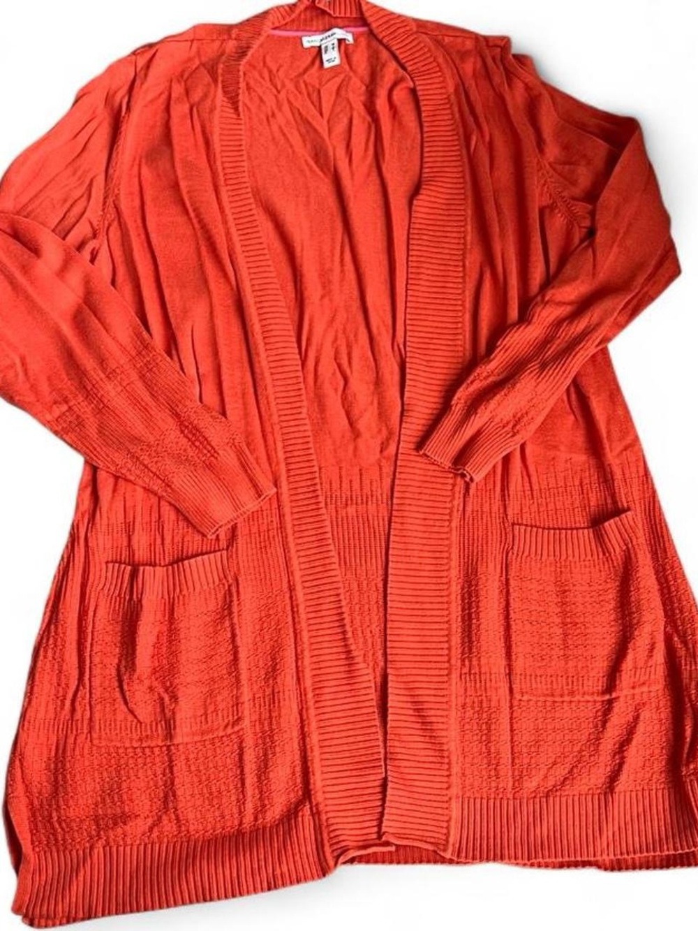 Isaac Mizrahi Open-Front Cardigan in Coral Orange